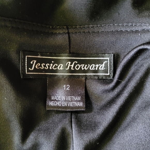 Jessica Howard Women's Dress 3/4 Sleeves Ruffled and Gathered Black Sz 12 - Picture 6 of 7